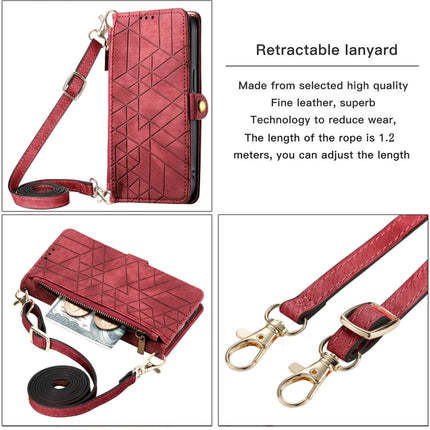 Geometric Zipper Wallet Side Buckle Leather Phone Case with Crossbody Lanyard, For iPhone 13 Pro Max, For iPhone 13 Pro, For iPhone 13, For iPhone 12