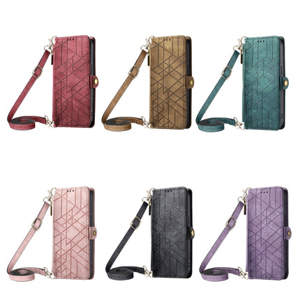 Geometric Zipper Wallet Side Buckle Leather Phone Case with Crossbody Lanyard, For iPhone 12 Pro Max, For iPhone 12 Pro, For iPhone 11 Pro Max, For iPhone 11