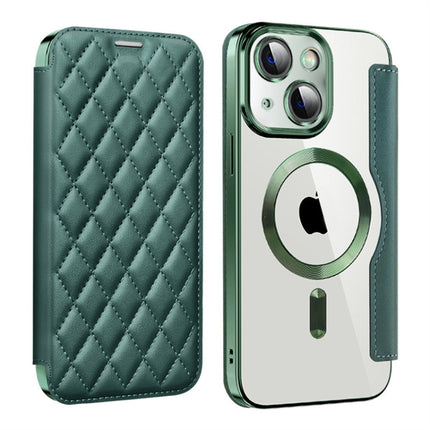 Shield Magsafe RFID Anti-theft Rhombus Leather Phone Case, For iPhone 15 Plus, For iPhone 15, For iPhone 14 Plus