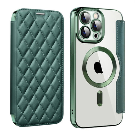 Shield Magsafe RFID Anti-theft Rhombus Leather Phone Case, For iPhone 16, For iPhone 15 Pro Max, For iPhone 15 Pro