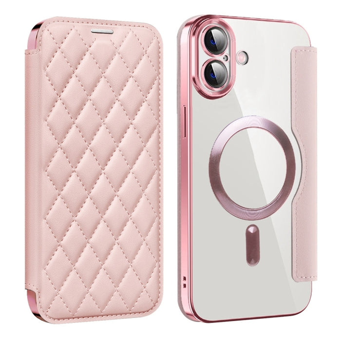 Shield Magsafe RFID Anti-theft Rhombus Leather Phone Case, For iPhone 16, For iPhone 15 Pro Max, For iPhone 15 Pro