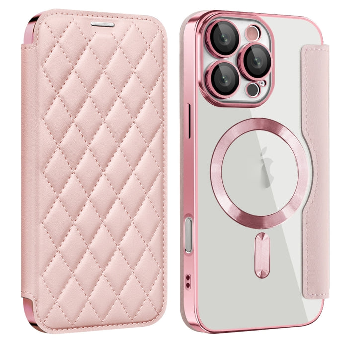 Shield Magsafe RFID Anti-theft Rhombus Leather Phone Case, For iPhone 16 Pro Max, For iPhone 16 Pro, For iPhone 16 Plus