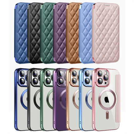 Shield Magsafe RFID Anti-theft Rhombus Leather Phone Case, For iPhone 15 Plus, For iPhone 15, For iPhone 14 Plus