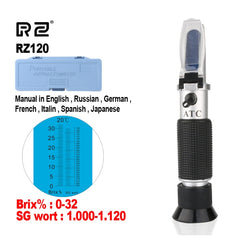 RZ120 Genuine Refractometer Beer Brix Wort Sugar Alcohol Specific Gravity Handheld Tool Hydrometer