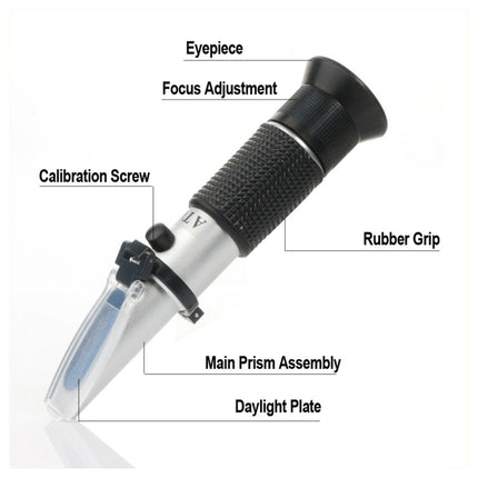 Alcohol Refractometer Sugar Grape Wine Concentration 0~25% Alcohol 0~40% Brix Tester Meter ATC Handheld Tool RZ121