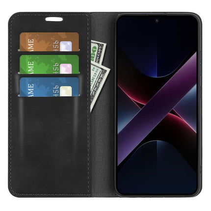 Retro-skin Magnetic Suction Leather Phone Case, For Xiaomi Poco X7 Pro, For Xiaomi Poco M7 Pro 5G, For Xiaomi Redmi Note 14 Pro 4G, For Redmi Note 14 4G 163.25mm