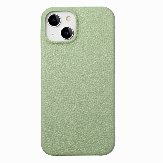 Litchi Oil Edge Leather Back Phone Case, For iPhone 15