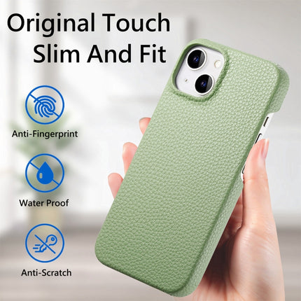 Litchi Oil Edge Leather Back Phone Case, For iPhone 15