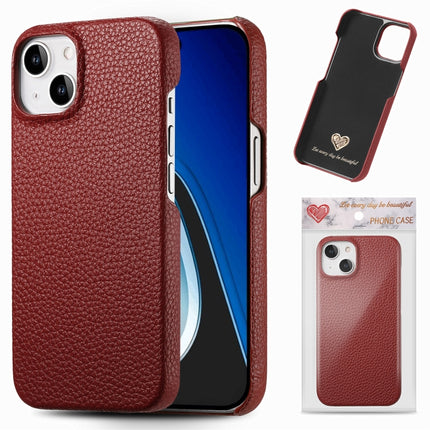 Litchi Oil Edge Leather Back Phone Case, For iPhone 15