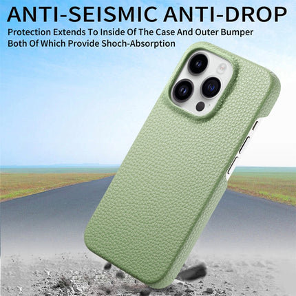 Litchi Oil Edge Leather Back Phone Case, For iPhone 15 Pro, For iPhone 15 Plus