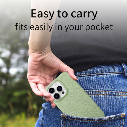 Litchi Oil Edge Leather Back Phone Case, For iPhone 15 Pro, For iPhone 15 Plus