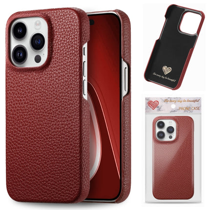 Litchi Oil Edge Leather Back Phone Case, For iPhone 15 Pro, For iPhone 15 Plus