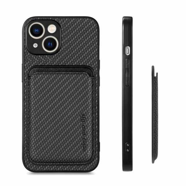 Carbon Fiber Leather Card Magsafe Phone Case, For iPhone 15