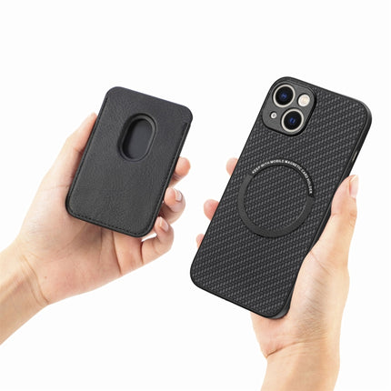 Carbon Fiber Leather Card Magsafe Phone Case, For iPhone 15
