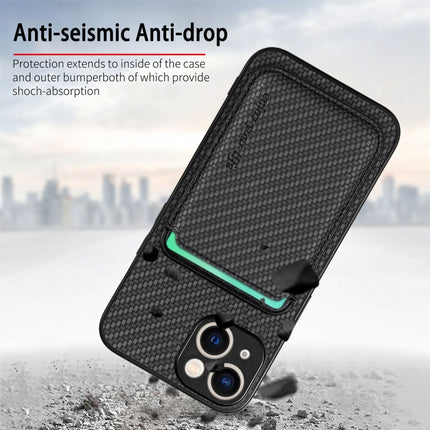 Carbon Fiber Leather Card Magsafe Phone Case, For iPhone 15