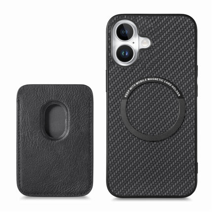 Carbon Fiber Leather Card Magsafe Phone Case, For iPhone 16, For iPhone 15 Pro Max, For iPhone 15 Pro, For iPhone 15 Plus