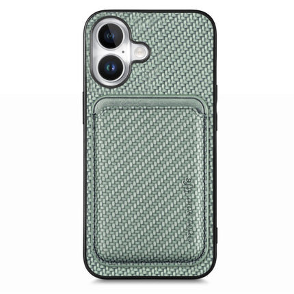 Carbon Fiber Leather Card Magsafe Phone Case, For iPhone 16, For iPhone 15 Pro Max, For iPhone 15 Pro, For iPhone 15 Plus