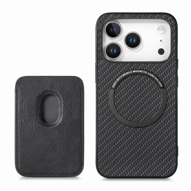 Carbon Fiber Leather Card Magsafe Phone Case, For iPhone 17 Pro Max, For iPhone 17 Pro, For iPhone 17, For iPhone Air