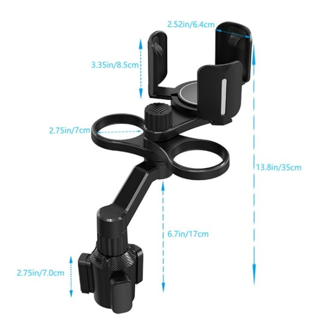 D07 3-Clip Adjustable Cup Holder Car Mount Drink Bottle Snack Car Cup Holder Expander, D07