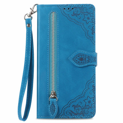 Embossed Flower Zipper Leather Phone Case, For Xiaomi Redmi 13C 5G, For Xiaomi Redmi K70E, For Xiaomi Poco X6 Pro, For Xiaomi  14 Ultra