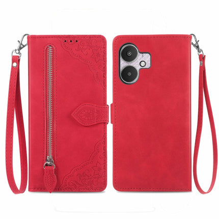 Embossed Flower Zipper Leather Phone Case, For Xiaomi Redmi 13C 5G, For Xiaomi Redmi K70E, For Xiaomi Poco X6 Pro, For Xiaomi  14 Ultra