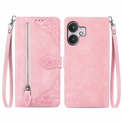 Embossed Flower Zipper Leather Phone Case, For Xiaomi Redmi 13C 5G, For Xiaomi Redmi K70E, For Xiaomi Poco X6 Pro, For Xiaomi  14 Ultra