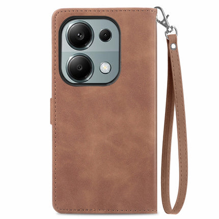 Embossed Flower Zipper Leather Phone Case, For Xiaomi Poco M6 Pro 4G, For Xiaomi Redmi Note 13 Pro 4G, For Xiaomi Redmi A3, For Xiaomi Redmi Note 13 4G