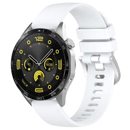 Liquid Glossy Silver Buckle Silicone Watch Band, For Huawei Watch GT4 46mm 22mm, For Huawei Watch GT4 41mm 18mm