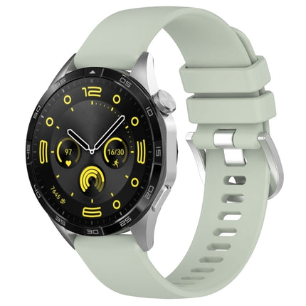 Liquid Glossy Silver Buckle Silicone Watch Band, For Huawei Watch GT4 46mm 22mm, For Huawei Watch GT4 41mm 18mm