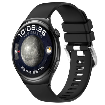 Liquid Glossy Silver Buckle Silicone Watch Band, For Huawei Watch 4 Pro 22mm, For Huawei Watch 4 22mm