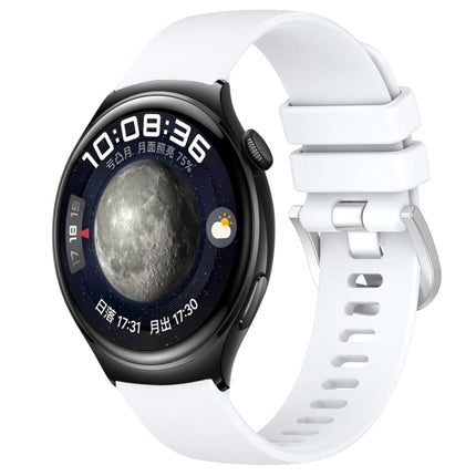 Liquid Glossy Silver Buckle Silicone Watch Band, For Huawei Watch 4 Pro 22mm, For Huawei Watch 4 22mm