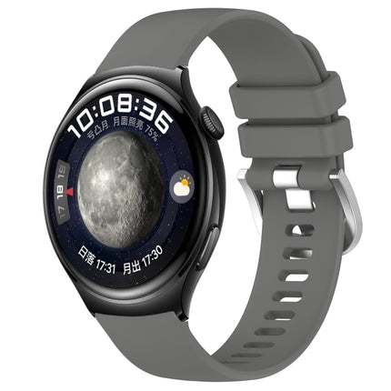 Liquid Glossy Silver Buckle Silicone Watch Band, For Huawei Watch 4 Pro 22mm, For Huawei Watch 4 22mm