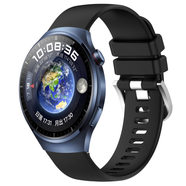 Liquid Glossy Silver Buckle Silicone Watch Band, For Huawei Watch 4 Pro 22mm, For Huawei Watch 4 22mm