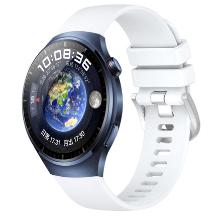 Liquid Glossy Silver Buckle Silicone Watch Band, For Huawei Watch 4 Pro 22mm, For Huawei Watch 4 22mm