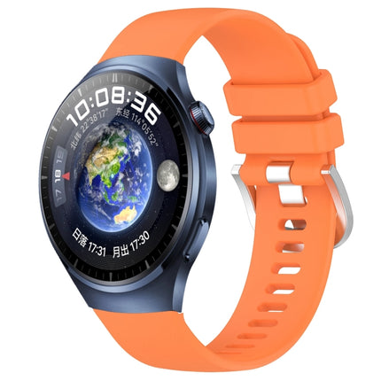 Liquid Glossy Silver Buckle Silicone Watch Band, For Huawei Watch 4 Pro 22mm, For Huawei Watch 4 22mm