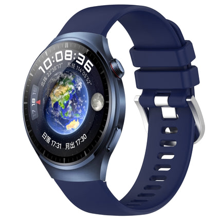 Liquid Glossy Silver Buckle Silicone Watch Band, For Huawei Watch 4 Pro 22mm, For Huawei Watch 4 22mm