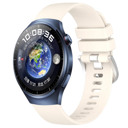 Liquid Glossy Silver Buckle Silicone Watch Band, For Huawei Watch 4 Pro 22mm, For Huawei Watch 4 22mm