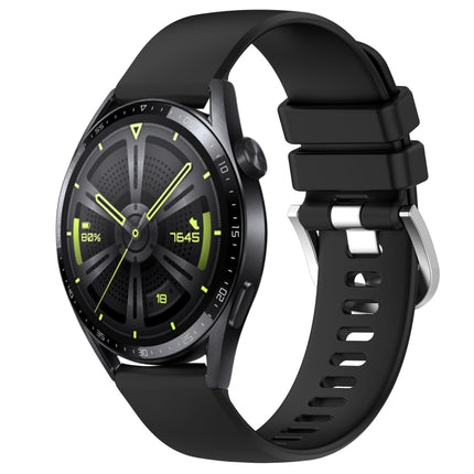 Liquid Glossy Silver Buckle Silicone Watch Band, For Huawei Watch GT3 Pro 43mm 20mm, For Huawei Watch GT3 46mm 22mm