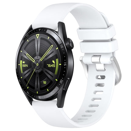 Liquid Glossy Silver Buckle Silicone Watch Band, For Huawei Watch GT3 Pro 43mm 20mm, For Huawei Watch GT3 46mm 22mm