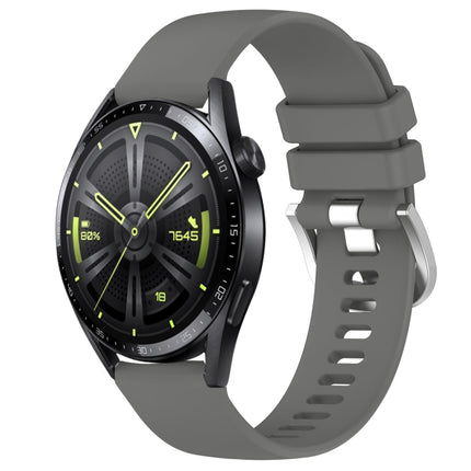 Liquid Glossy Silver Buckle Silicone Watch Band, For Huawei Watch GT3 Pro 43mm 20mm, For Huawei Watch GT3 46mm 22mm