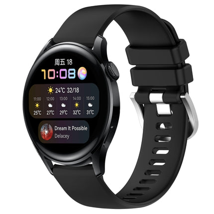 Liquid Glossy Silver Buckle Silicone Watch Band, For Huawei Watch GT3 42mm 20mm, For Huawei Watch 3 22mm