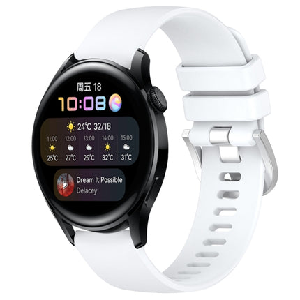 Liquid Glossy Silver Buckle Silicone Watch Band, For Huawei Watch GT3 42mm 20mm, For Huawei Watch 3 22mm