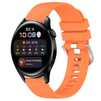 Liquid Glossy Silver Buckle Silicone Watch Band, For Huawei Watch GT3 42mm 20mm, For Huawei Watch 3 22mm