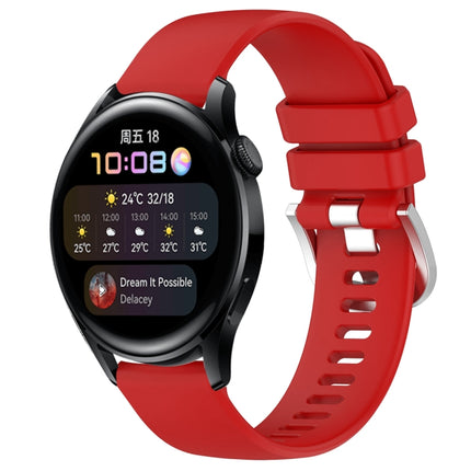 Liquid Glossy Silver Buckle Silicone Watch Band, For Huawei Watch GT3 42mm 20mm, For Huawei Watch 3 22mm