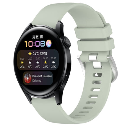 Liquid Glossy Silver Buckle Silicone Watch Band, For Huawei Watch GT3 42mm 20mm, For Huawei Watch 3 22mm