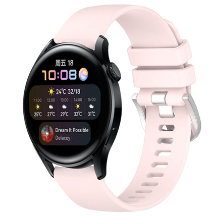 Liquid Glossy Silver Buckle Silicone Watch Band, For Huawei Watch GT3 42mm 20mm, For Huawei Watch 3 22mm