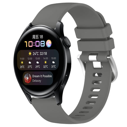 Liquid Glossy Silver Buckle Silicone Watch Band, For Huawei Watch GT3 42mm 20mm, For Huawei Watch 3 22mm