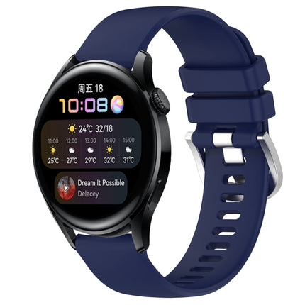 Liquid Glossy Silver Buckle Silicone Watch Band, For Huawei Watch GT3 42mm 20mm, For Huawei Watch 3 22mm