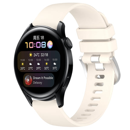 Liquid Glossy Silver Buckle Silicone Watch Band, For Huawei Watch GT3 42mm 20mm, For Huawei Watch 3 22mm