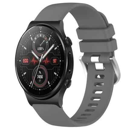 Liquid Glossy Silver Buckle Silicone Watch Band, For Huawei Watch GT2 Pro 22mm, For Huawei Watch GT2 46mm 22mm